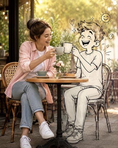 Morning Coffee with a Doodle Companion