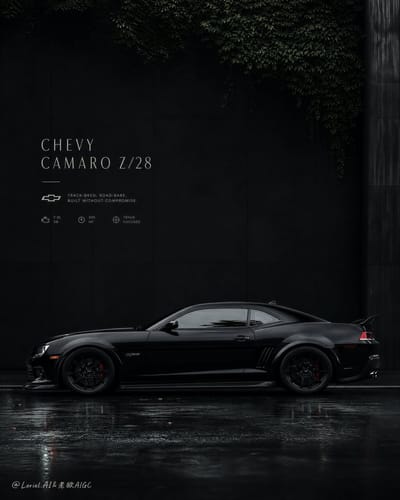 Snowy Night Muscle Car Editorial Poster