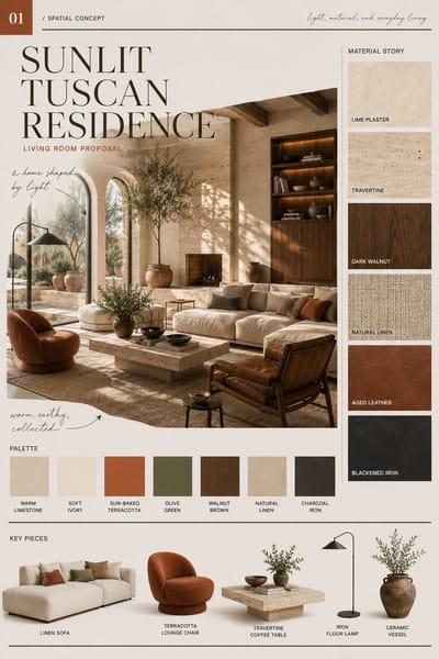 Sunlit Tuscan Residence Interior Series