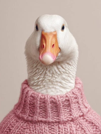 Knit-Sweater Goose Portrait