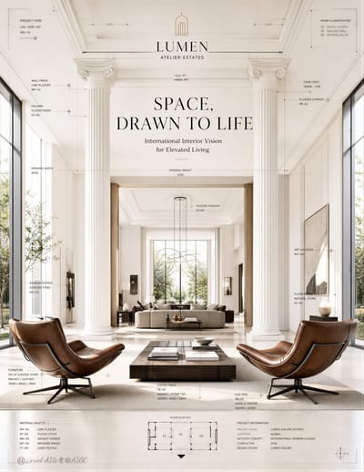 Luxury Interior Real Estate Poster with Blueprint