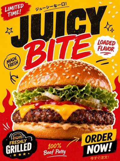Trendy Fast-Food Burger Poster