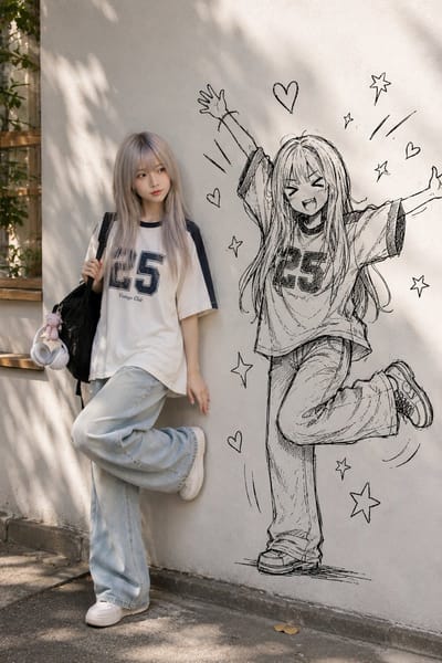 Real Person Beside Their Ink Twin