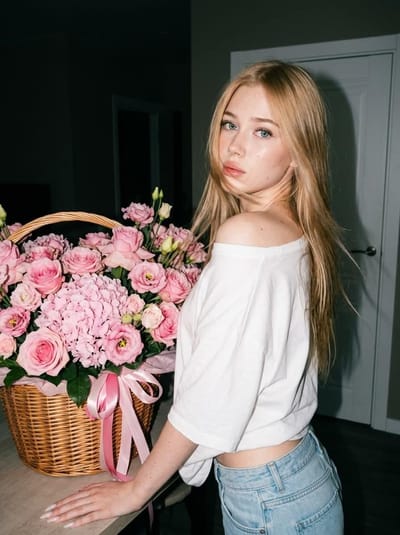 Flash Portrait with Bouquet