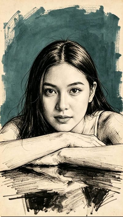 Hand-Drawn Charcoal Portrait Sketch
