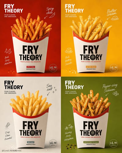 Premium Four-Flavor Fries Campaign Poster
