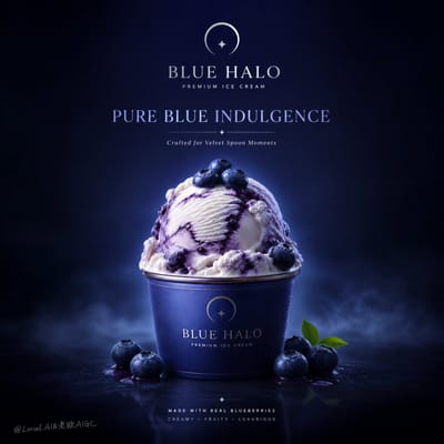 Blue Halo Blueberry Ice Cream Poster