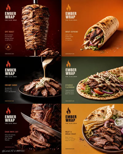 2x3 Grilled-Meat Grid Poster