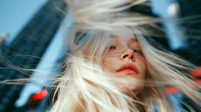 Blonde Woman Double Exposure Portrait