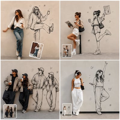 Photo-Meets-Sketch Editorial Portrait