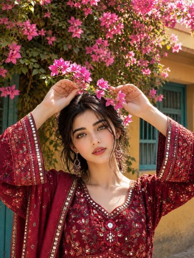 Bougainvillea Courtyard Portrait