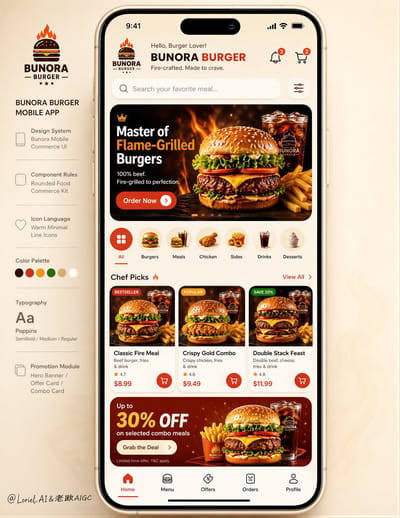 Fast Food Delivery App Showcase Board