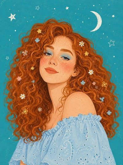 Dreamy Celestial Illustrated Portrait