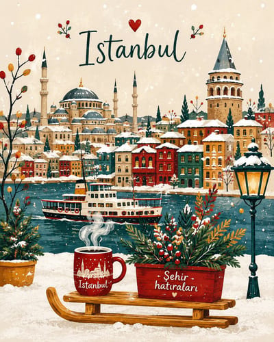 Cozy Winter Village Postcard