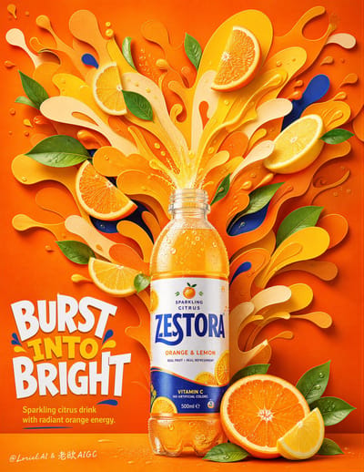 ZESTORA Citrus Drink Splash Poster