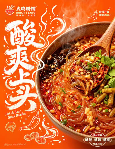 HUOJI Hot & Sour Glass Noodle Poster