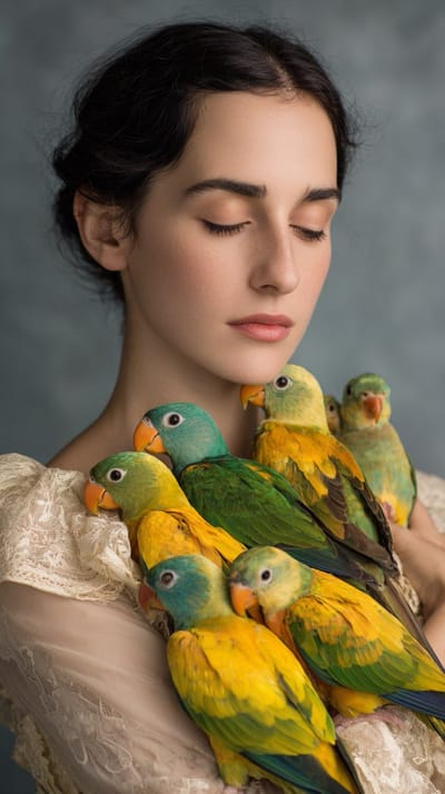 Studio Portrait with Parrots