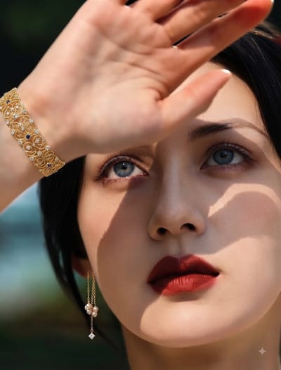 Golden Jewelry Woman Portrait