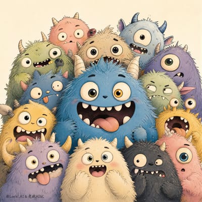 Cute Monster Cluster Poster