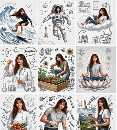 Same-Woman 3×3 Grid Collage
