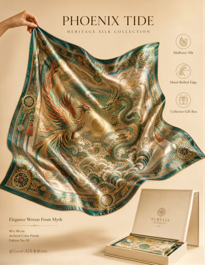 Luxury Silk Scarf Ad Poster