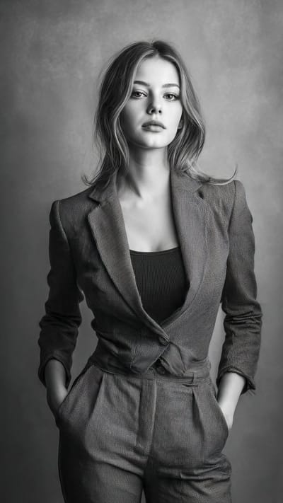 Black-and-White Studio Portrait