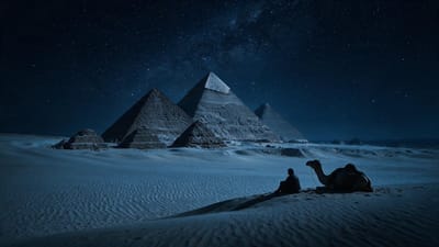 Giza Pyramids Under Starlit Night