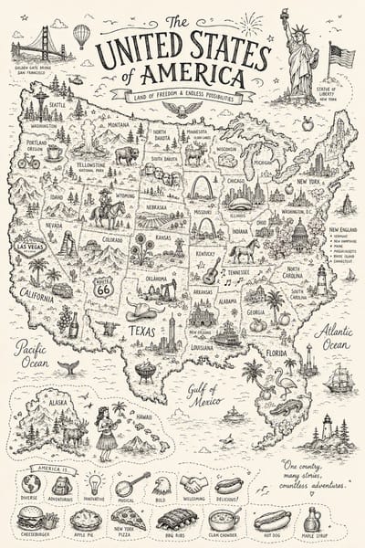 Doodle Country Illustrated Map