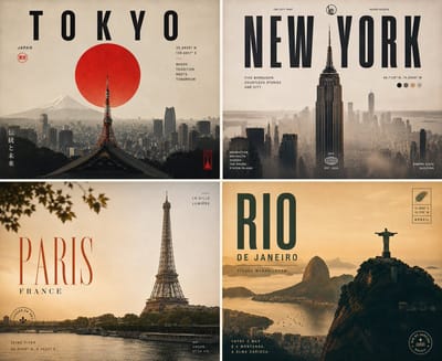 Vintage Travel Poster Collage