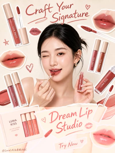 Lip Cosmetics Collage Beauty Poster