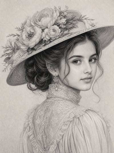 Victorian Graphite Pencil Portrait