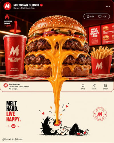Meltdown Burger Cheese-Bridge Poster
