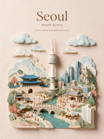 3D Paper-Cut City Travel Poster