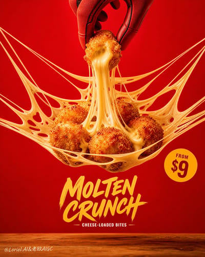 Molten Cheese Pull Snack Poster