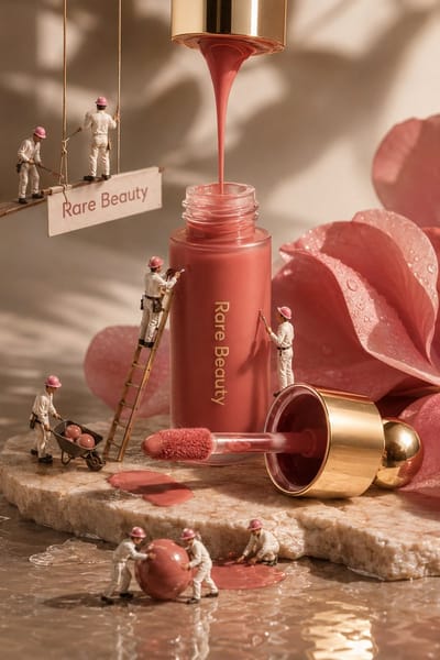 Luxury Blush Ad with Miniature Workers