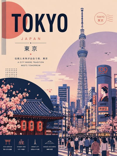 Vintage Sapporo Winter Travel Poster