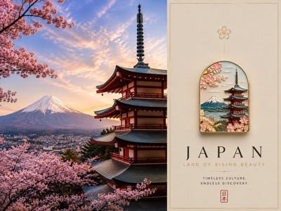 Luxury Travel Poster with Enamel Pin