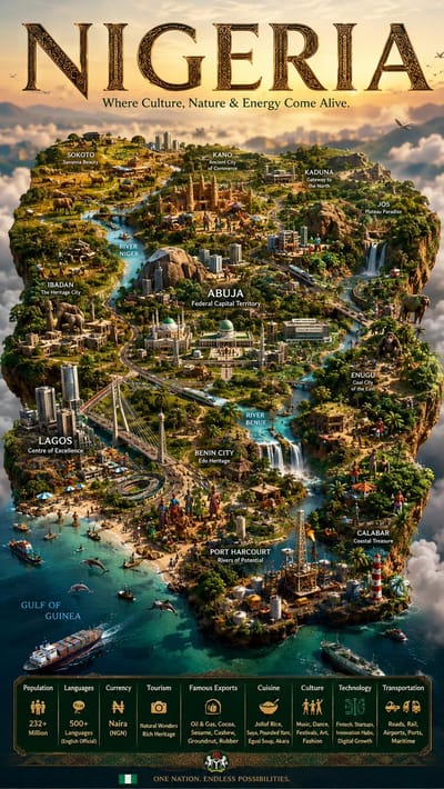 Cinematic Miniature World Map of Nigeria
