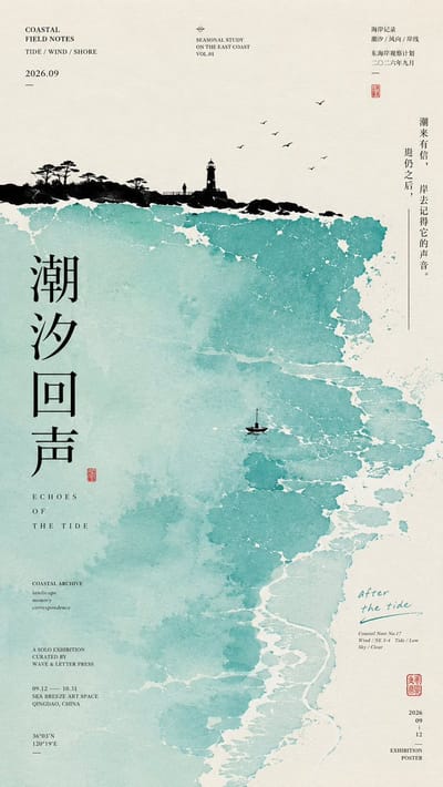 Minimalist Chinese Color-Field Art Poster