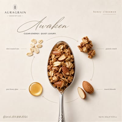 Premium Granola Poster with Central Spoon