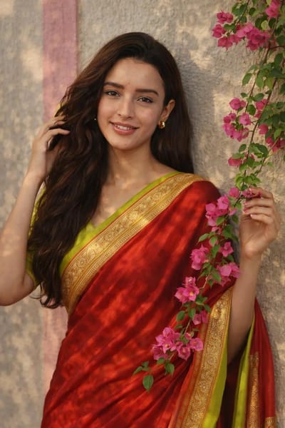 Elegant Red Saree Portrait