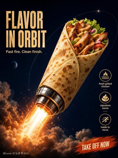ASTROWRAP Shawarma Rocket Poster