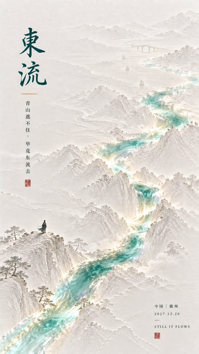 Oriental Poetic Flowing-Light Poster