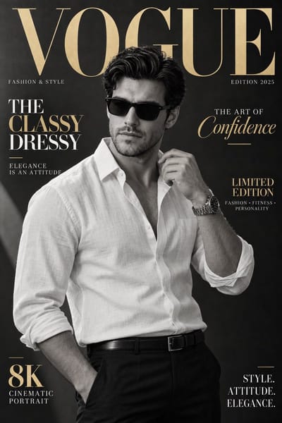Black & White VOGUE Magazine Cover