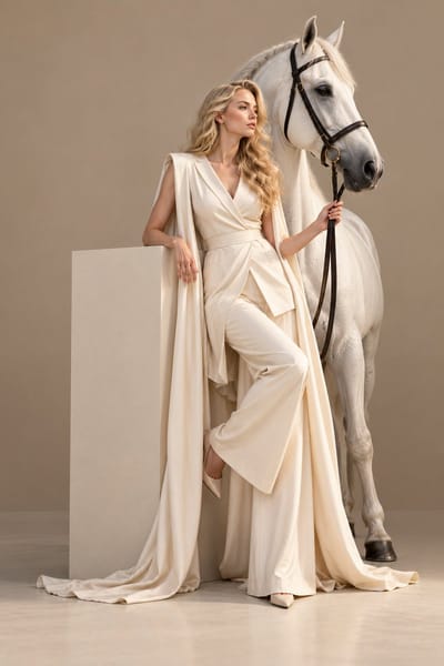 Luxury Model with White Horse