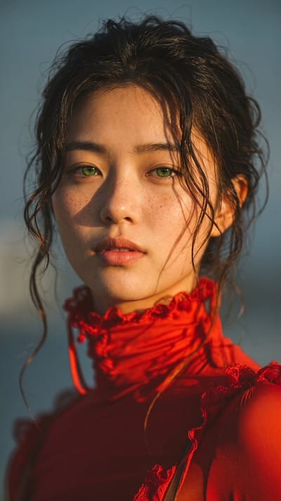 Golden-Hour Freckled Editorial Portrait