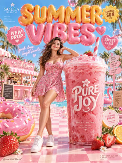 Maximalist Summer Drink Ad Poster