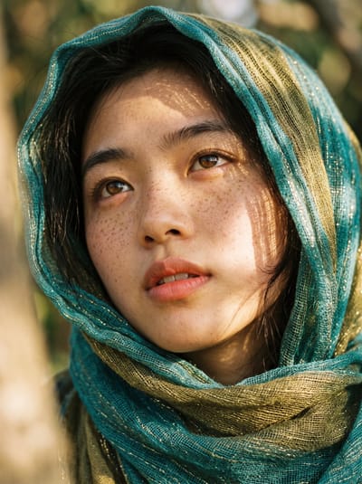 Intimate Golden-Light Headscarf Portrait