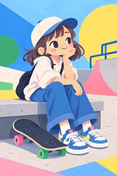Skater Girl Flat Illustration
