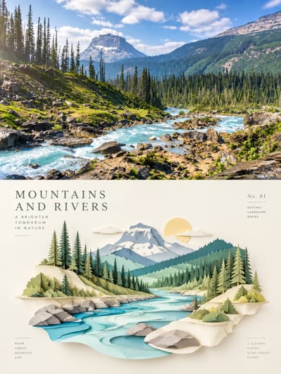 Photo-and-Papercraft Split Poster